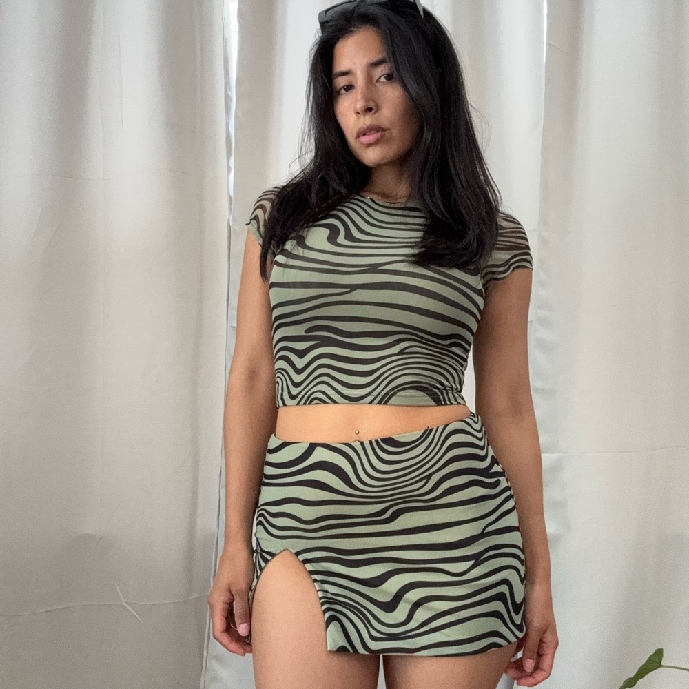 Princess Polly Olive and Black Zebra Print Set